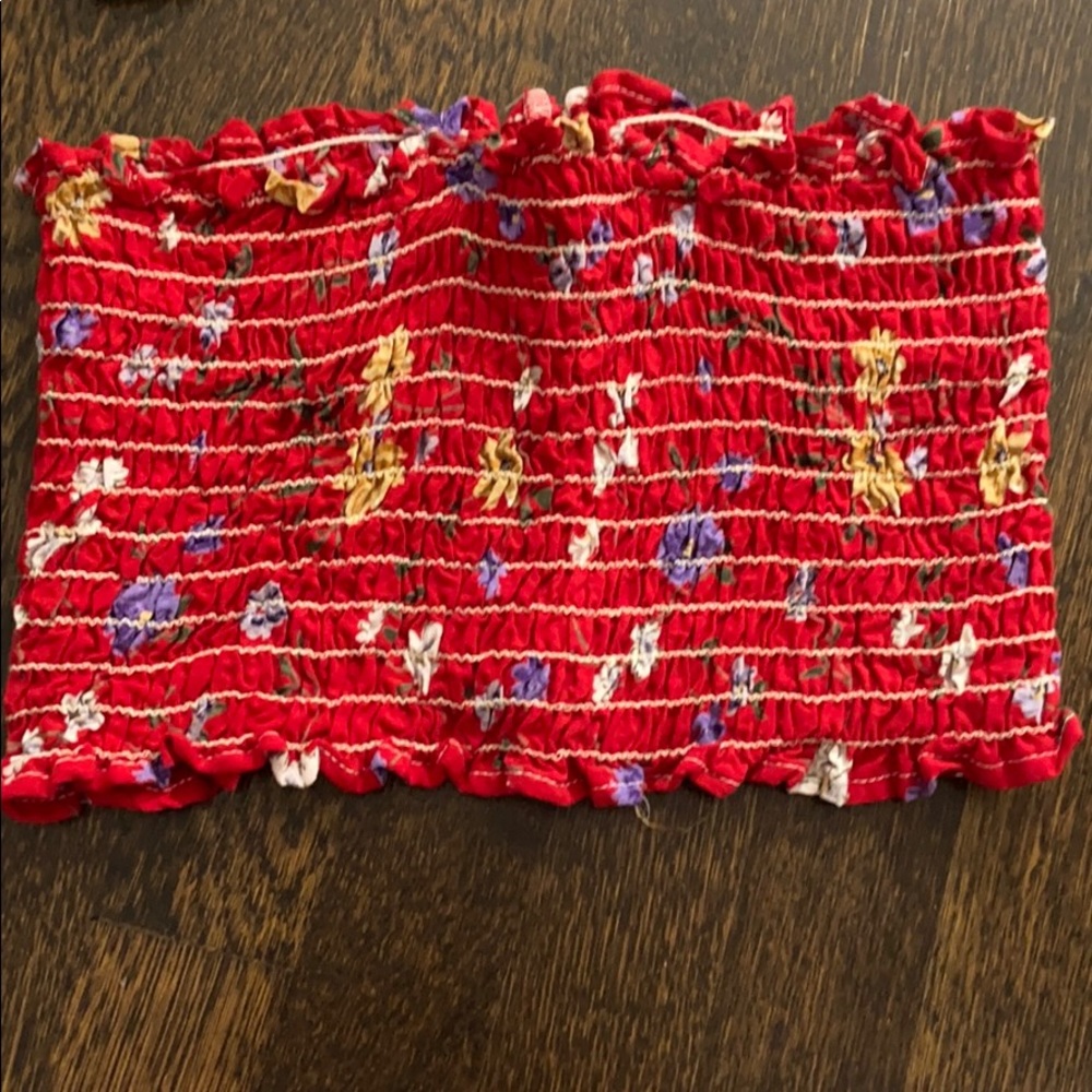 Red flower tube top LF